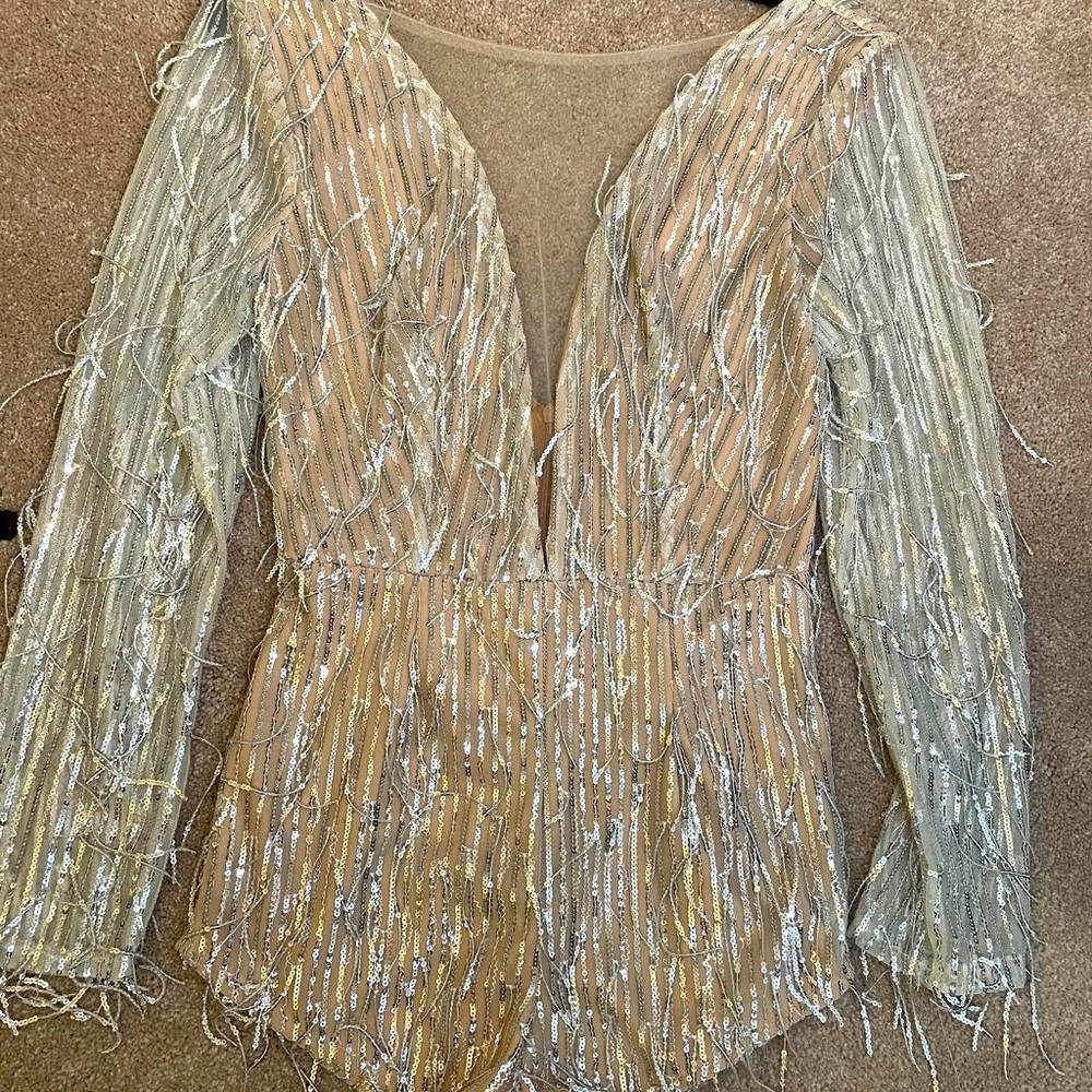 Tasseled sequin romper
